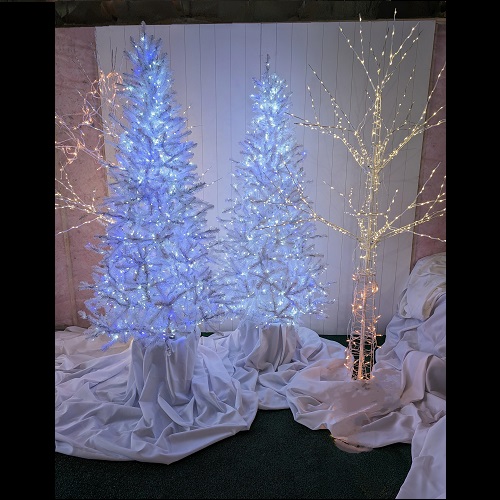 White Winter Scene Rental 8ft Long - Artificial Trees & Floor Plants - Artificial White Winter Scene Rental